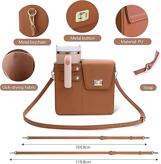 Crossbody Tumbler Holder with Purse Compartment