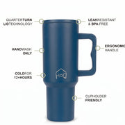 Stainless Steel Vacuum Tumbler with Straw and Lid & Handle - (1200 ML) (Solid colors)