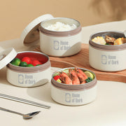 304 Stainless Steel Bento Lunch Box – 2 Stackable Containers with Insulated Thermal Case (Beige)