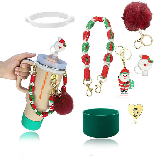 7 PCS Christmas Tumbler Accessories Set For 30oz & 40oz Cups (Santa, Tumbler Not Included)
