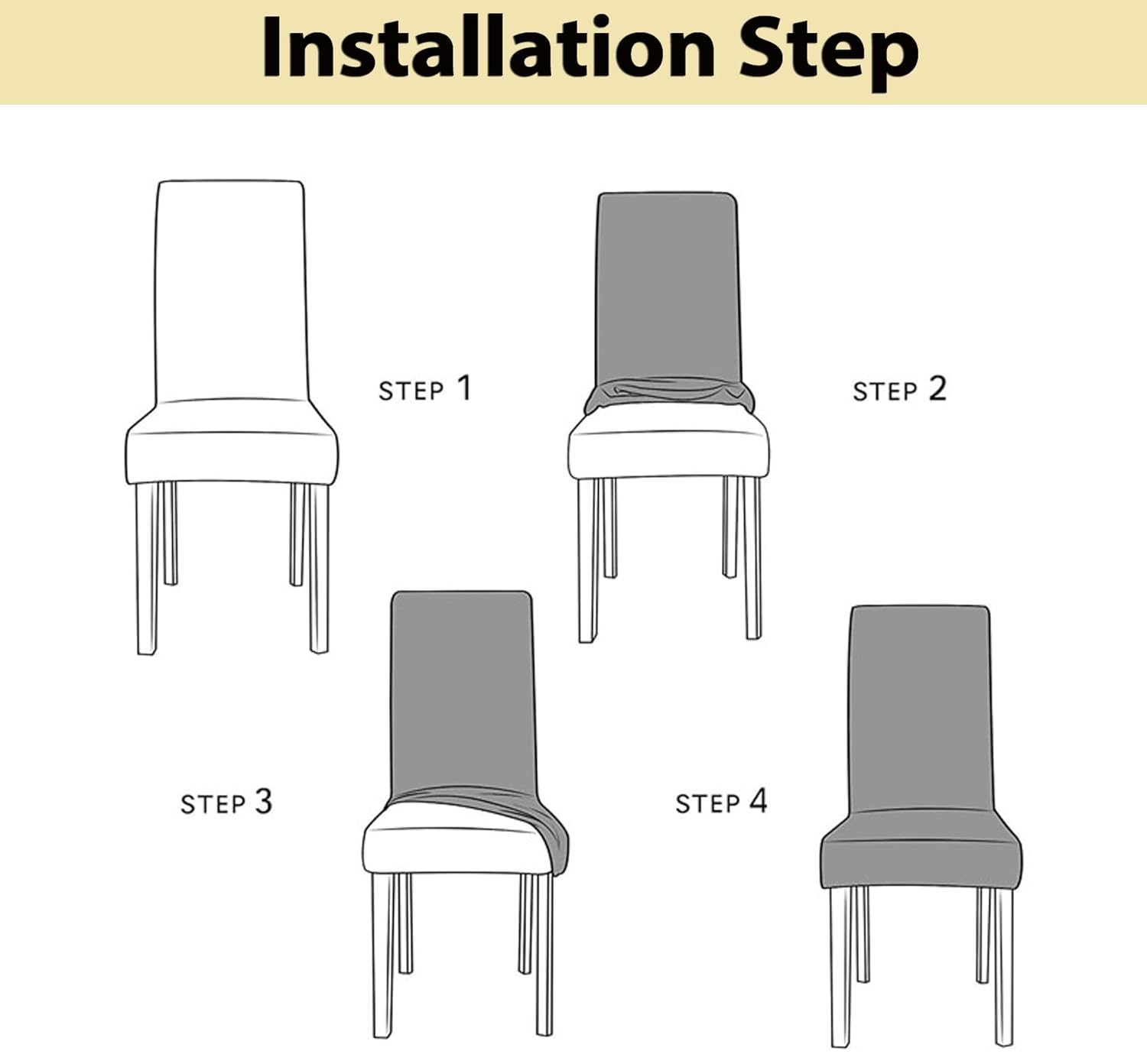 Elastic Chair Cover Stretch Removable Washable (Branch Grey) Polyester