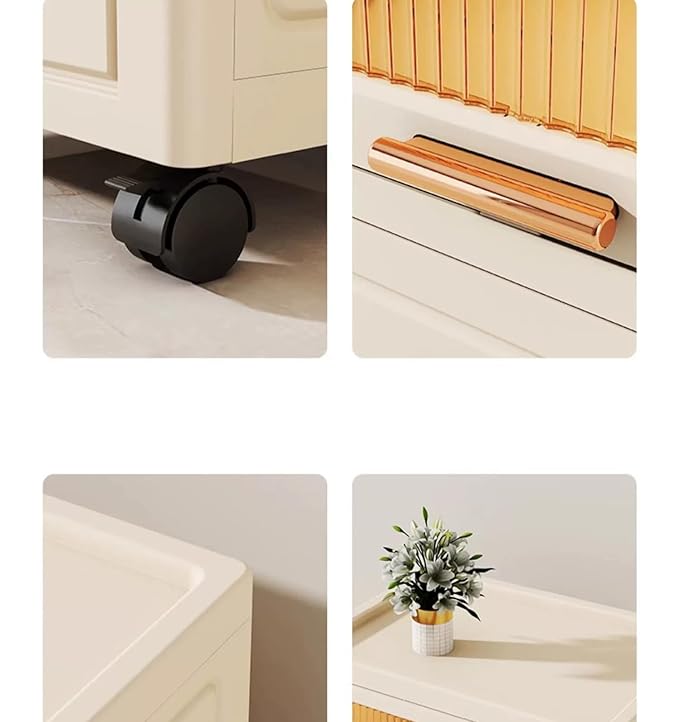 Bathroom Floor Storage Box Freestanding Box with Drawers Plastic (Beige)