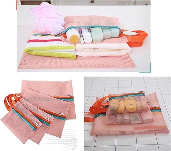 Mesh Zipper Pouch Multipurpose Travel Mesh Bag (Orange)