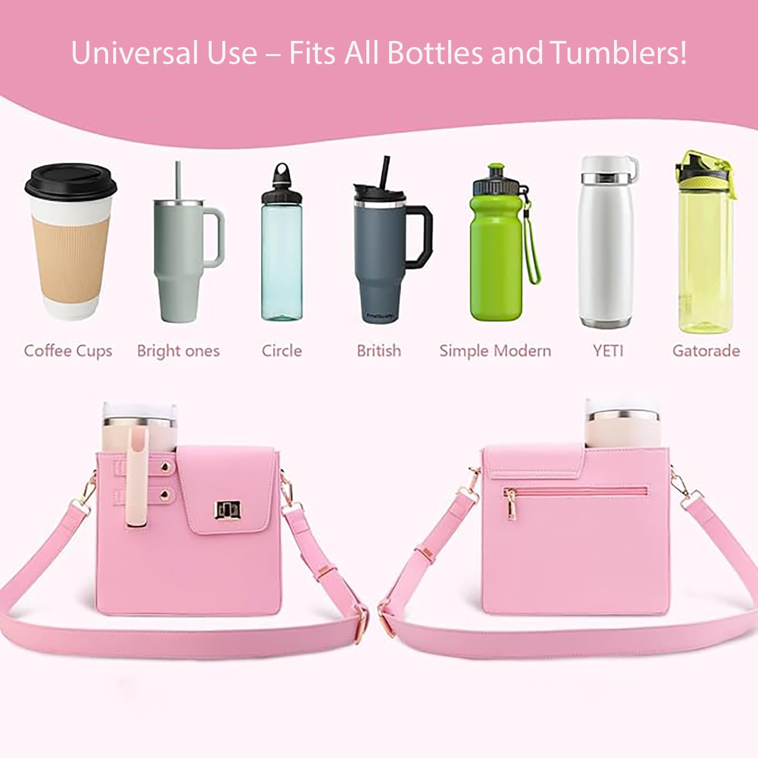 Crossbody Tumbler Holder with Purse Compartment