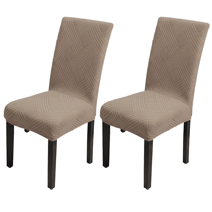Universal Fit Elegant Jacquard Chair Cover – 220 GSM Stretch Fabric (Khaki)