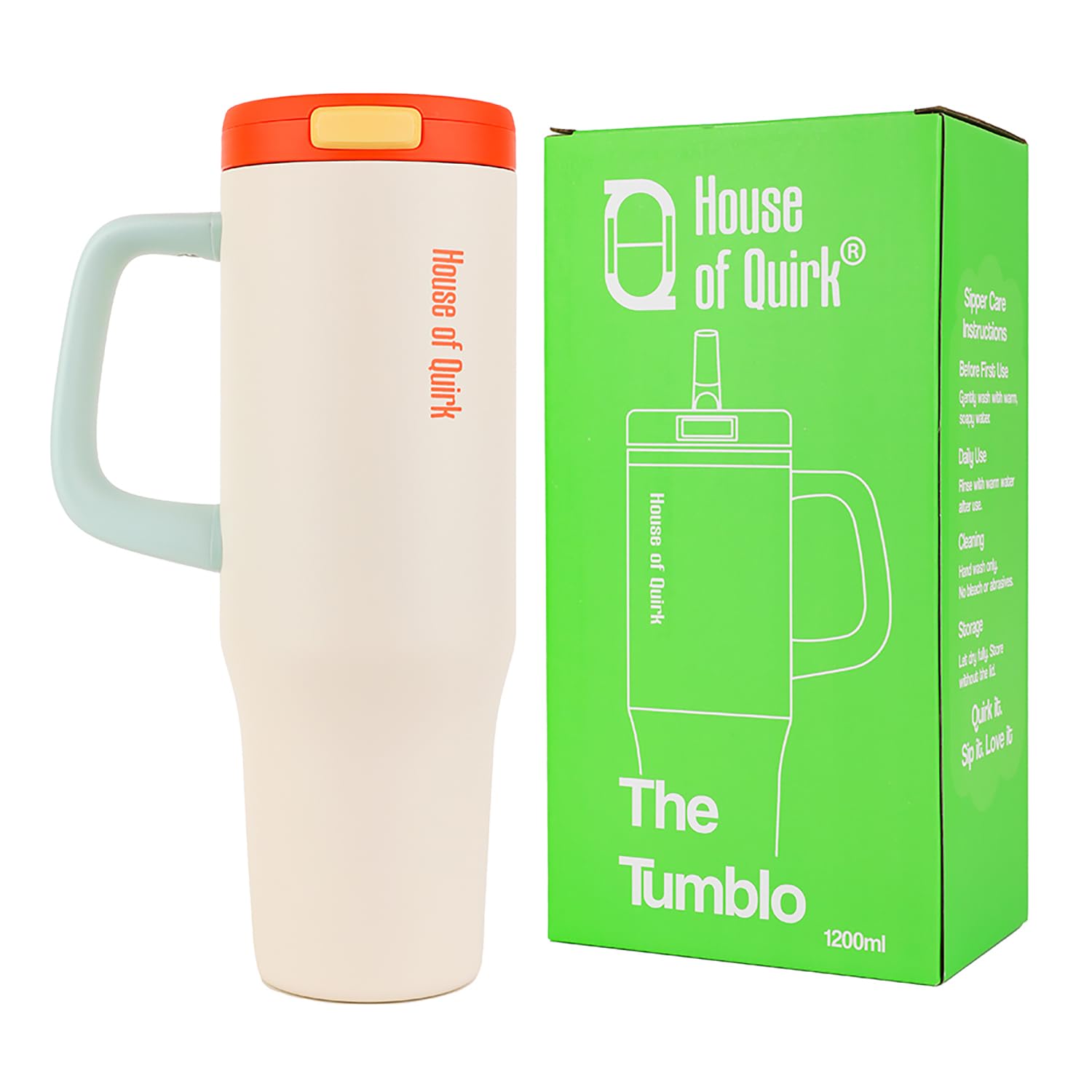 1200ML Stainless Steel Tumbler with Handle & Pop-Up Lid