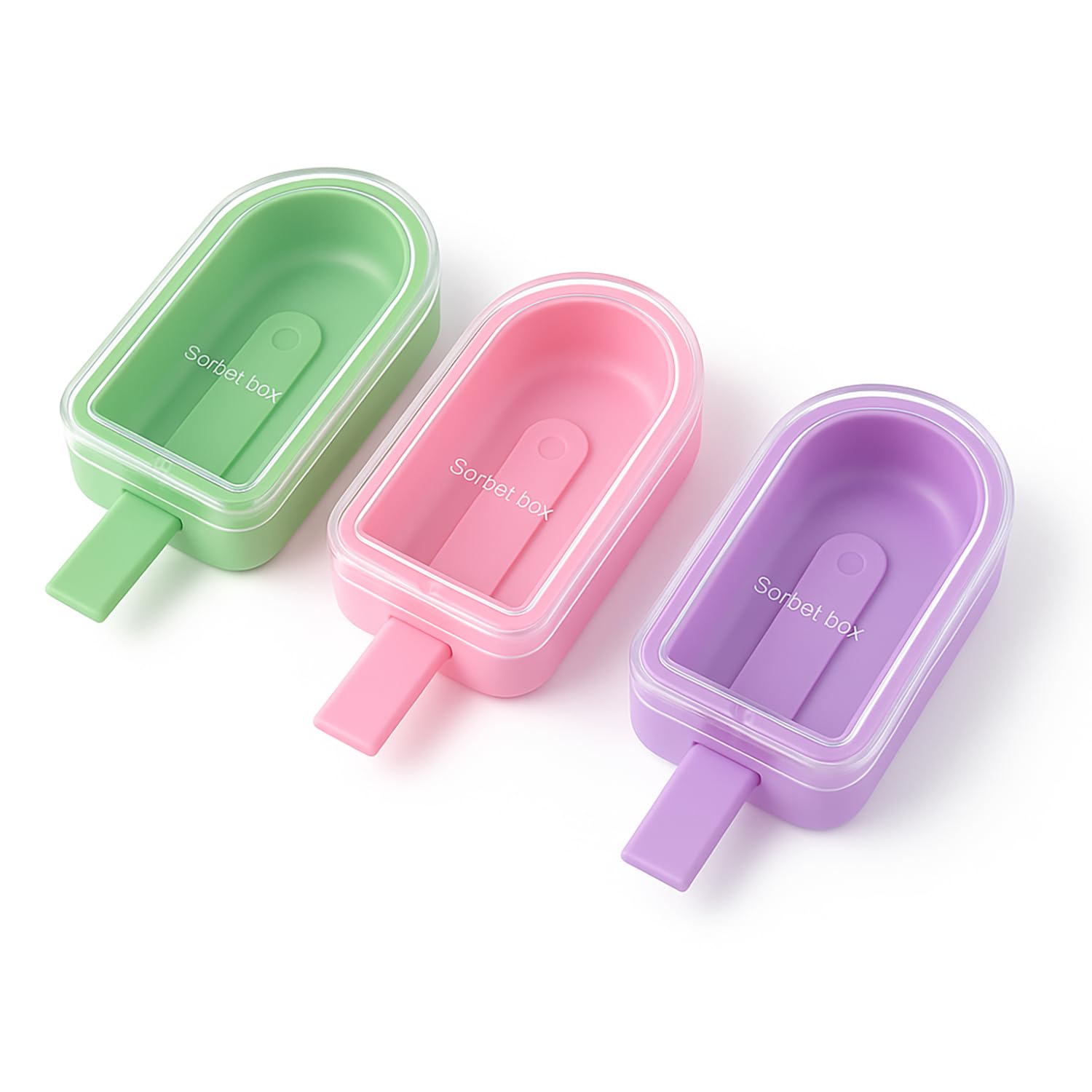 3Pcs Silicone Popsicle Molds with Lids- Multicolor
