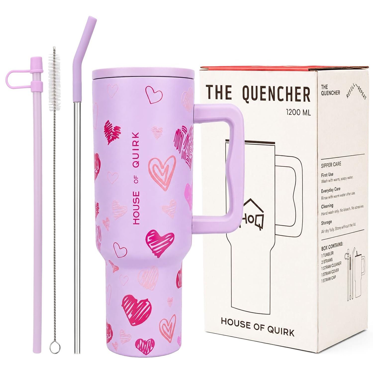 Stainless Steel Vacuum Tumbler with Straw and Lid & Handle - (1200 ML)