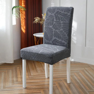 Jacquard Leaf Chair Cover-Charcoal