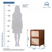 Wooden Cane Storage Cabinet with Rattan Doors - Brown