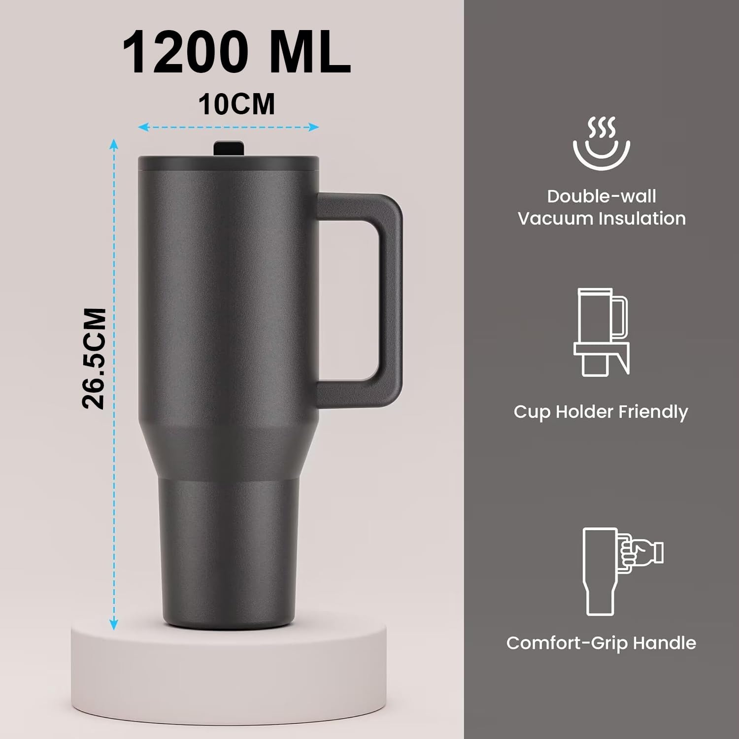 1200ML Tumbler with Handle & Simple Flip Straw