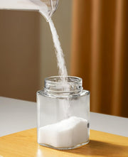180ml Dual-Use Glass Seasoning Pot with Press Lid – One-Hand Salt & Pepper Shaker Jar
