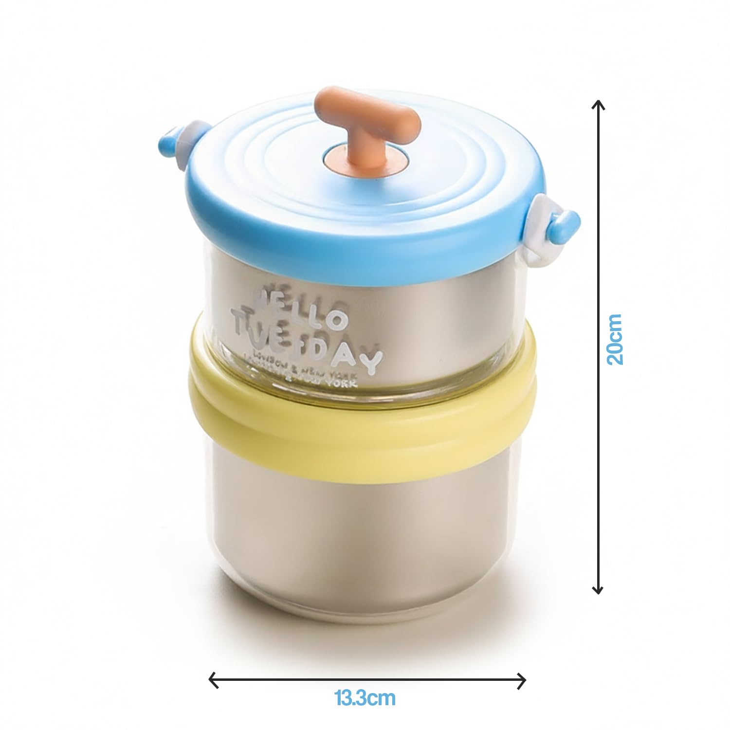 304 Stainless Steel 2-Layer Portable Lunch Box