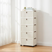 Foldable Storage Box Cart with Wheels & Handle (White)