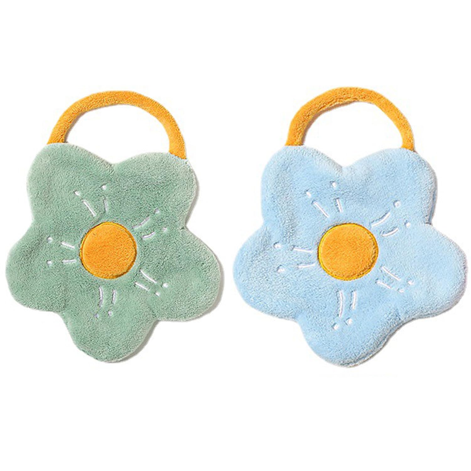 Flower Shaped Hanging Towels Soft Coral Fleece Hand Towels (Set of 2)