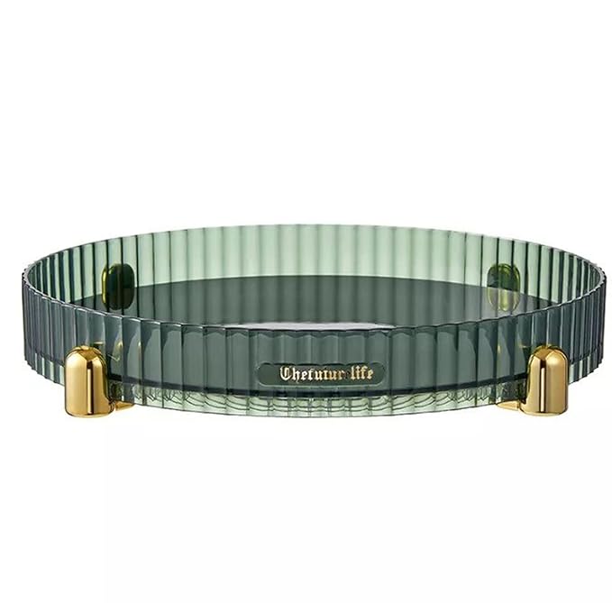 Plastic Turntable Cabinet Organizer,Rotating Storage (Green, Medium)