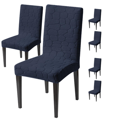 Premium Stretch Dining Chair Covers – 220 GSM Thick Jacquard Fabric- Navy