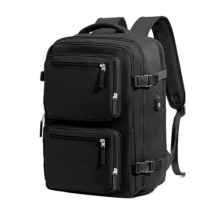 Backpack Man Travel Vacuum Compression With Pump Waterproof & Expandable (15.6", Black)