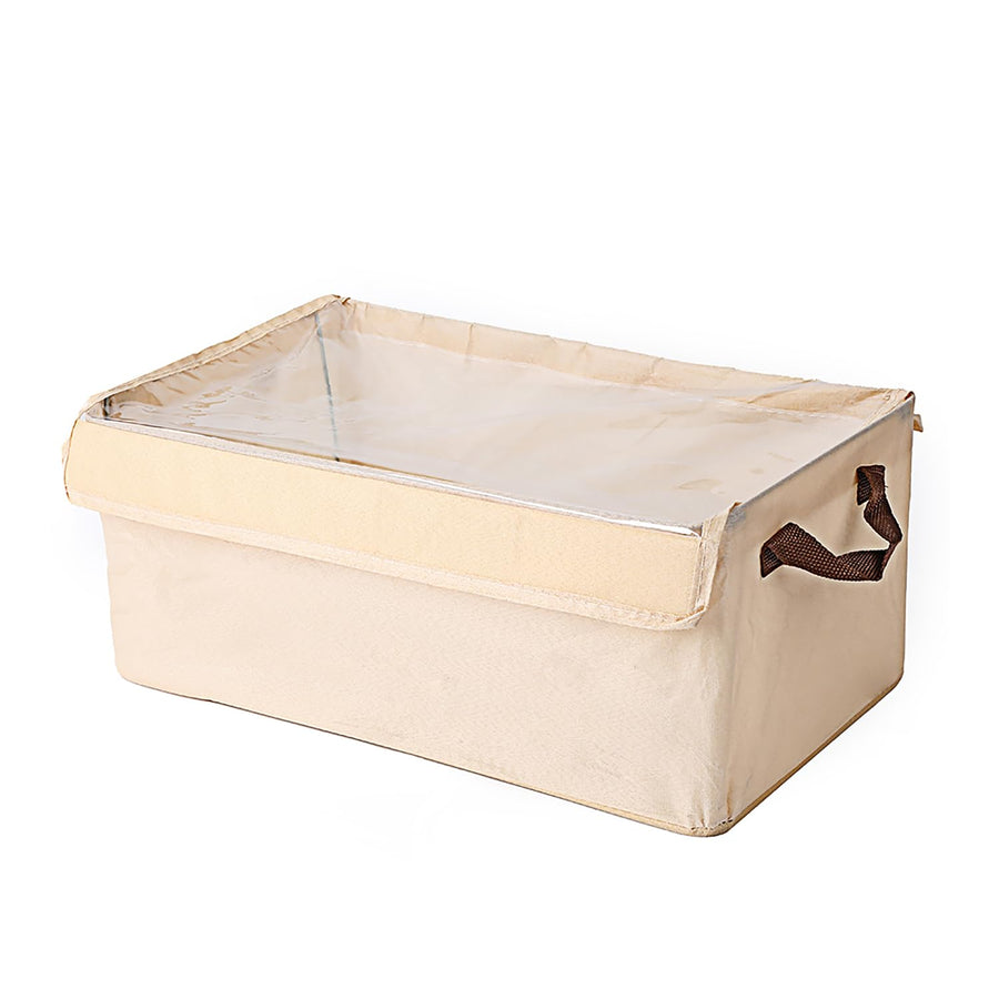 Durable Linen Closet Organizers and Foldable Flip Storage Baskets (Beige)
