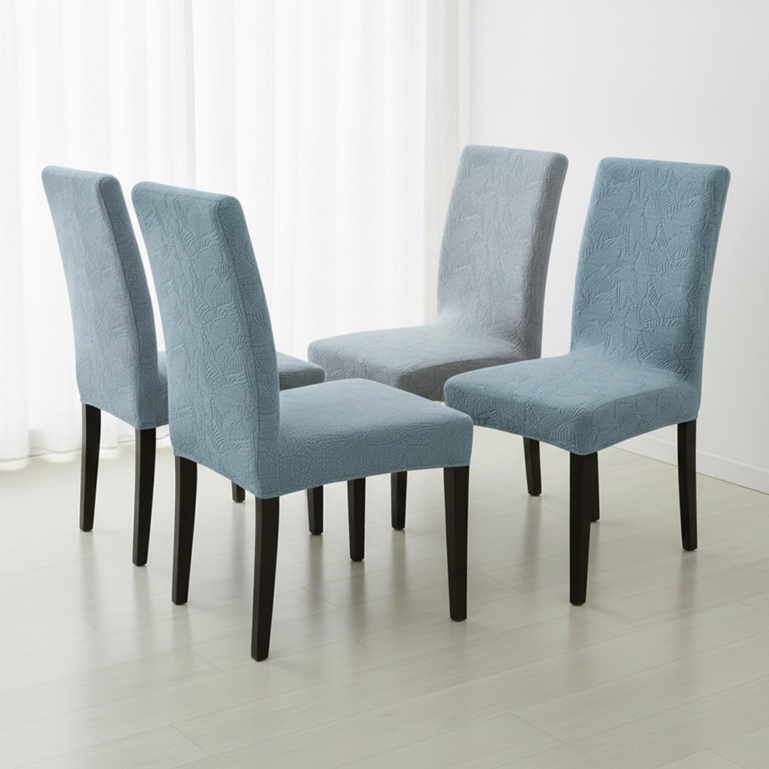 Stretchable Jacquard Dining Chair Cover – Universal Fit, 220 GSM-Light Blue
