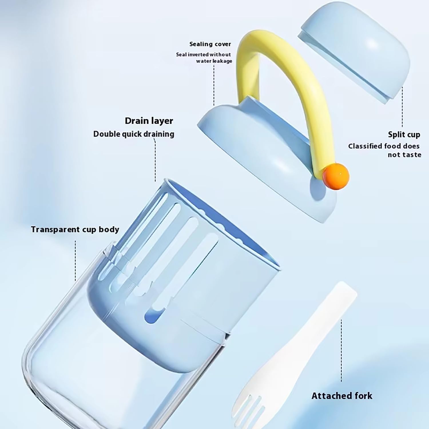 Portable Picnic Party Salad Storage Cups with Lids & Forks – 550ml