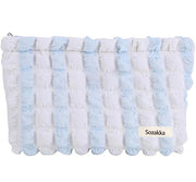 Makeup Bag Cute Makeup Bag Small Cosmetic Pouch (White/Blue)