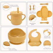 9 Pcs Silicone Feeding Set for Babies | Airplane Divided Plate