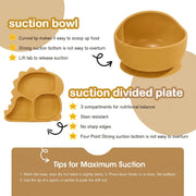 9 Pcs Silicone Baby Feeding Set | Dinosaur Divided Plate