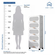 Stackable Collapsible Storage Boxes with Wheels and Doors – Versatile Plastic ( White 40 cm)
