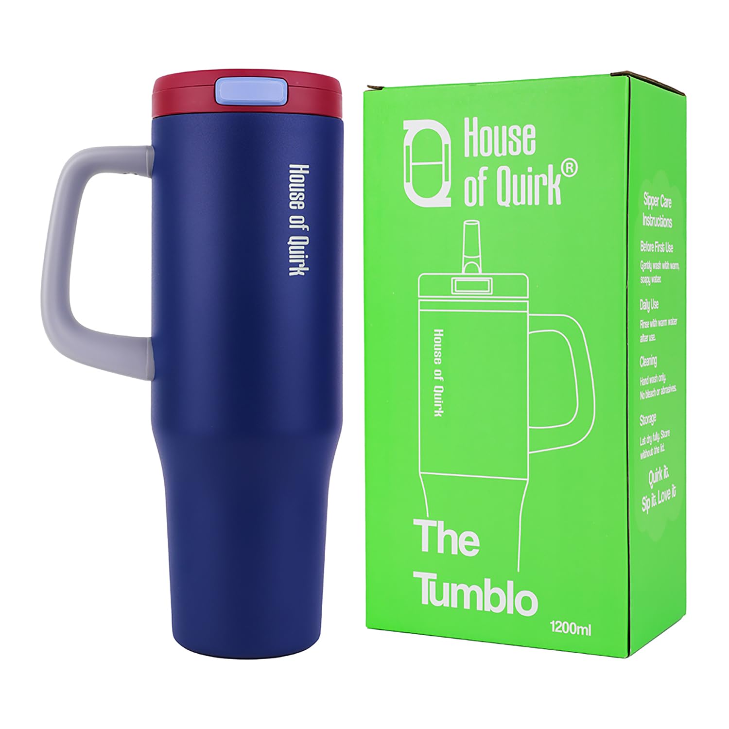 1200ML Stainless Steel Tumbler with Handle & Pop-Up Lid