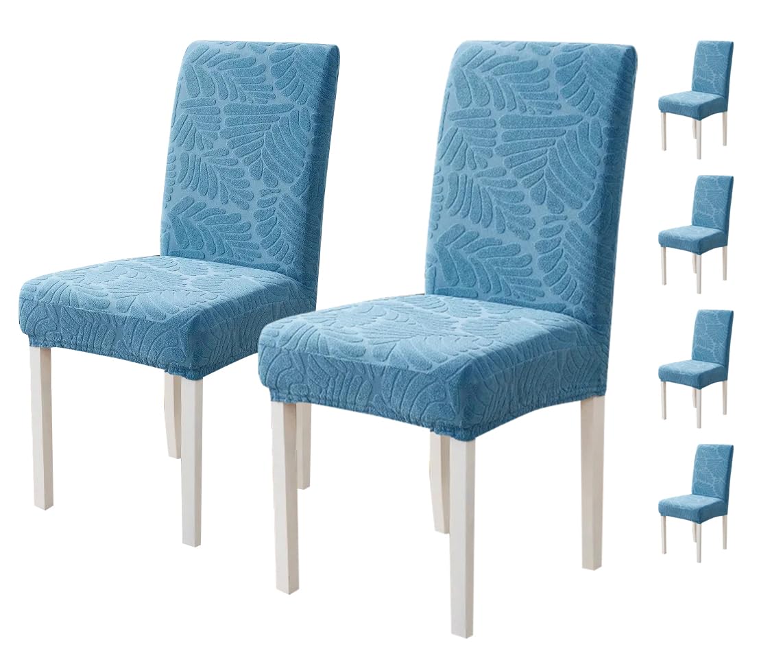 Jacquard Leaf Chair Cover-Blue