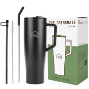 1200ML Stainless Steel Tumbler with Handle and 2 Straw Flip Lid Hot & Cold Bottle