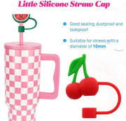 Silicone 10mm Cute Fruit Straw Toppers for Tumblers (5 Pcs) (Tumbler Not Included)