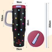 1200ML Stainless Steel Tumbler with Handle & Pop-Up Lid (Printed)