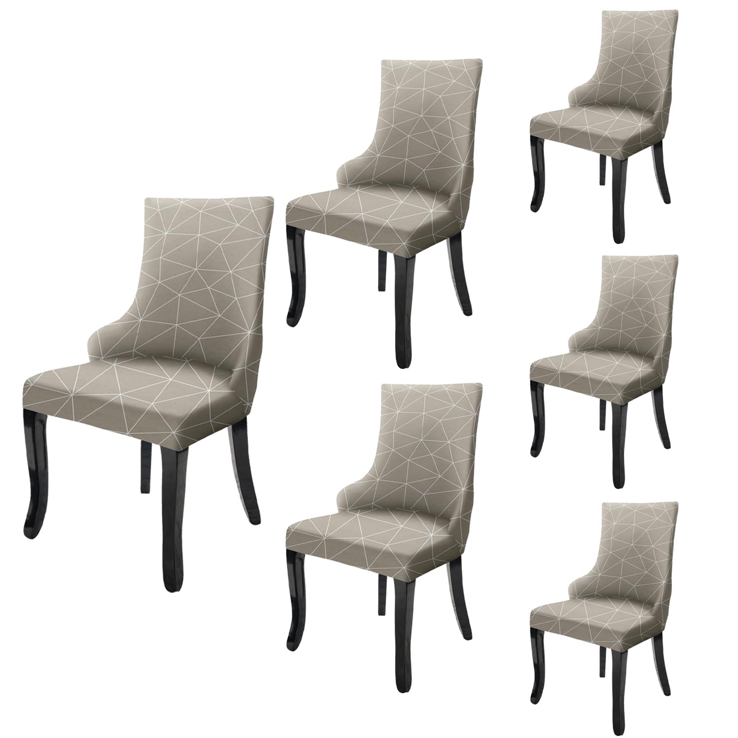 Wingback American Side Chair Slipcover-Beige White Triangle