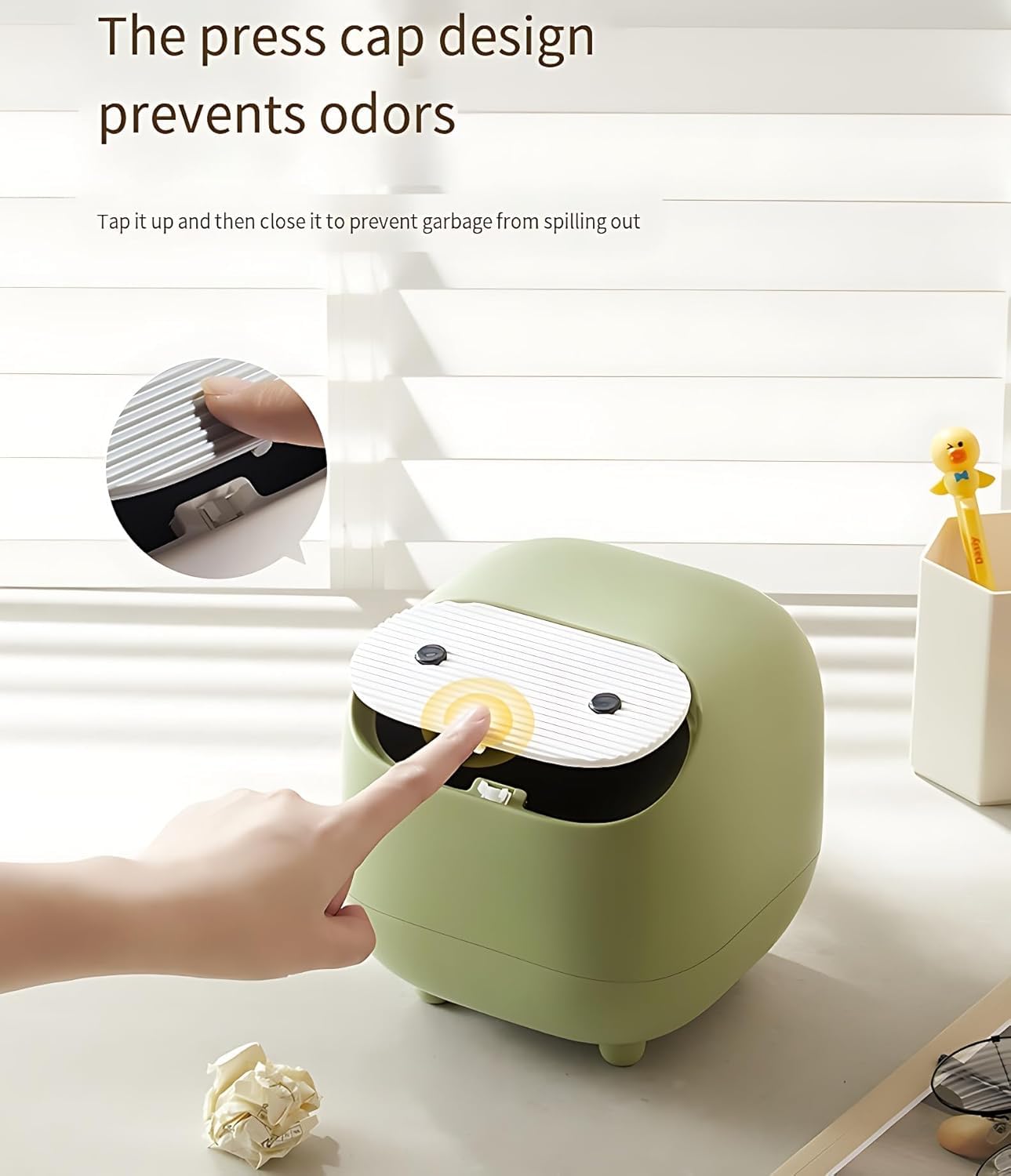 Cute Ninja Mini Trash Can with Lid