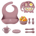 9-Piece Silicone Baby Elephant Feeding Set