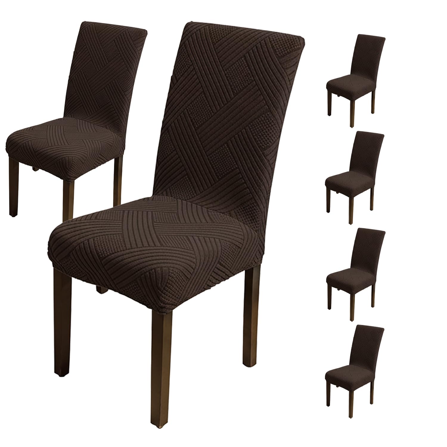 Universal Fit Elegant Jacquard Chair Cover – 220 GSM Stretch Fabric (Brown)