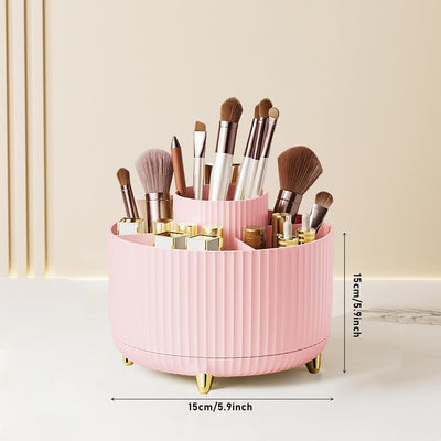 Makeup Brush Holder Organizer, 360° Rotating Makeup Brush Organizer,5 Slot - (Pink)