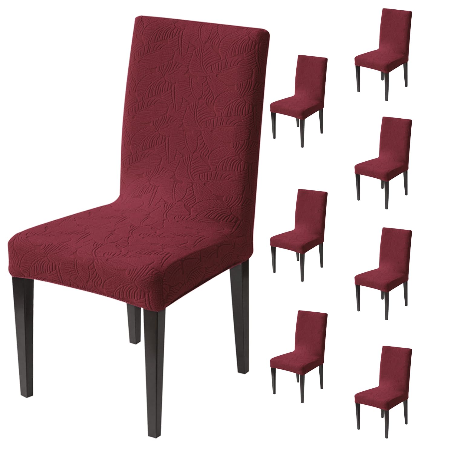 Stretchable Jacquard Dining Chair Cover – Universal Fit, 220 GSM-Maroon