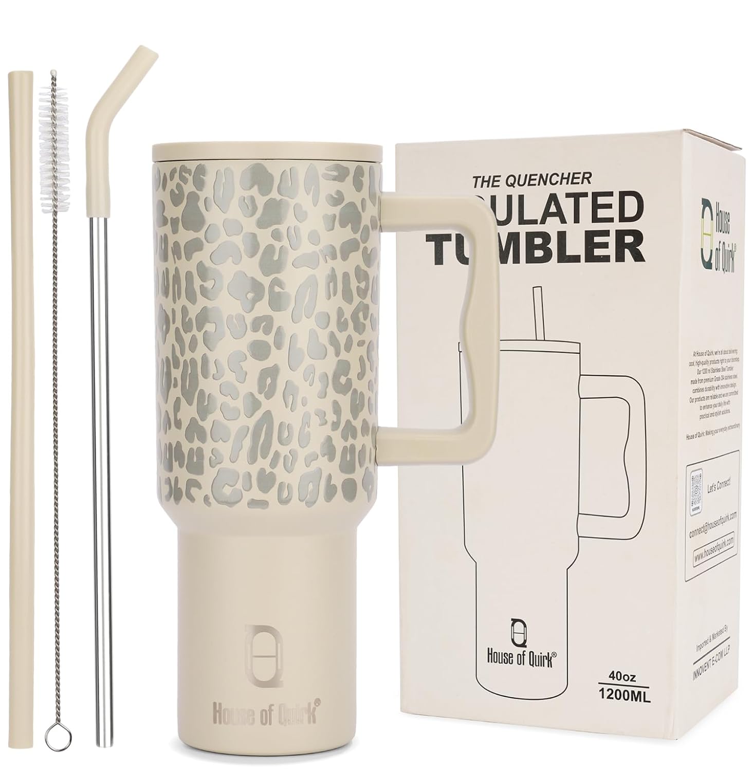 Stainless Steel Vacuum Insulated Tumbler with Straw and Lid & Handle - (1200 ML)