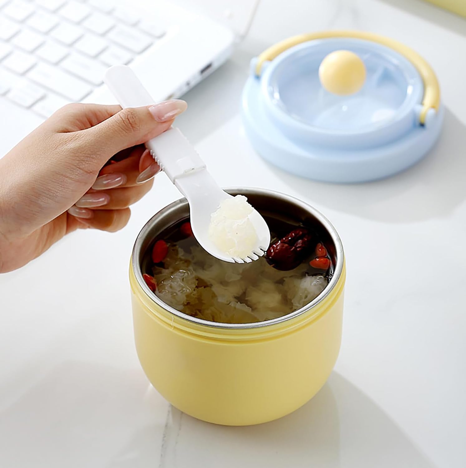 304 Stainless Steel Breakfast Cup with Lid & Spoon