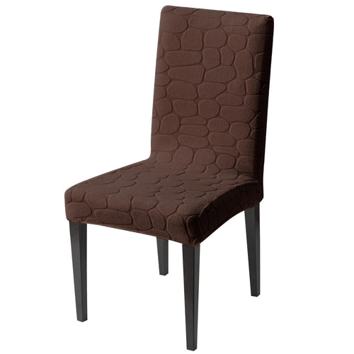Premium Stretch Dining Chair Covers – 220 GSM Thick Jacquard Fabric- Brown