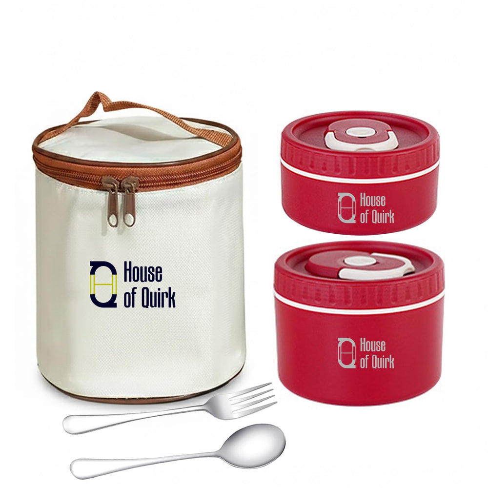 304 Stainless Steel Bento Lunch Box for Adults, 2 Stackable Containers (Red)