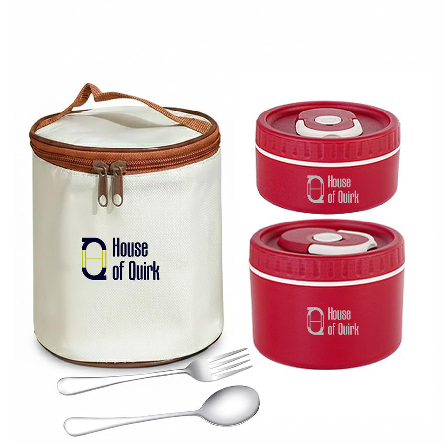 304 Stainless Steel Bento Lunch Box for Adults, 2 Stackable Containers (Red)