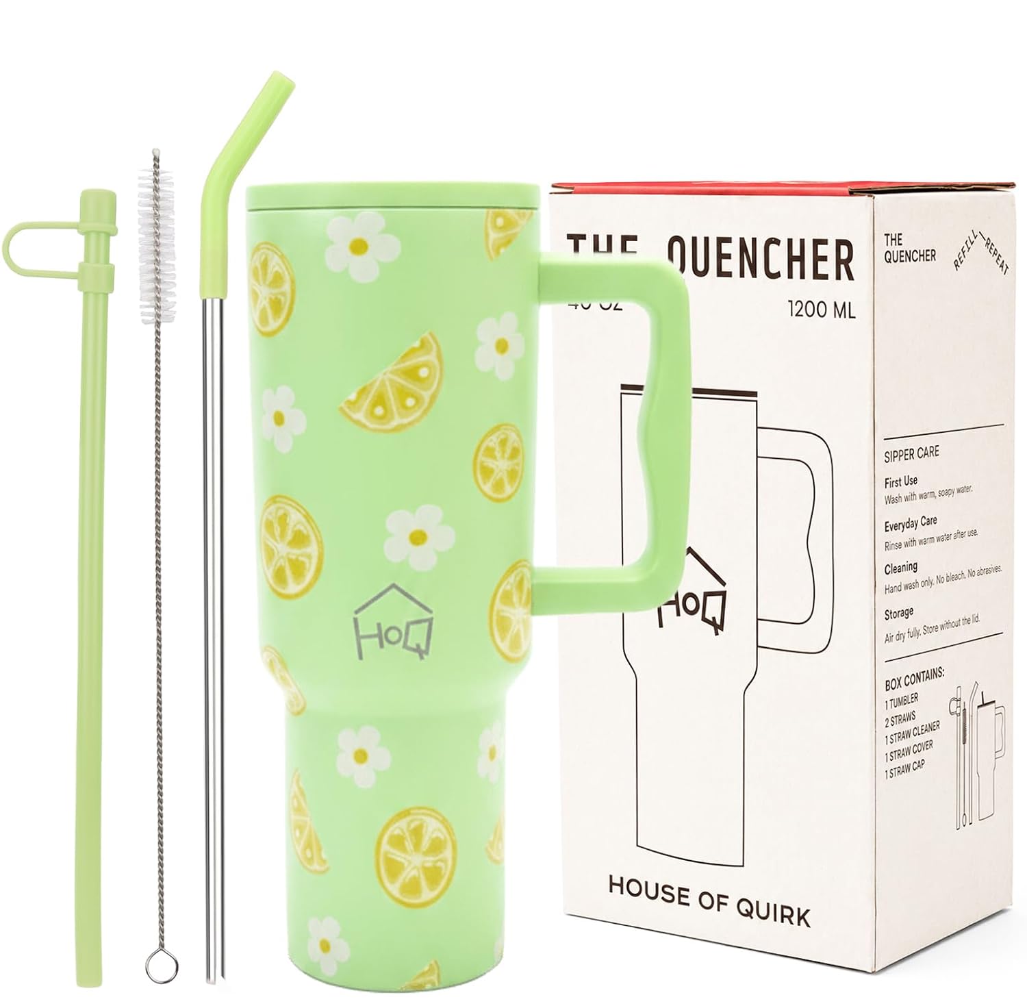New Stylish Stainless Steel Tumbler with Lid, Handle & Straws - (1200 ML)