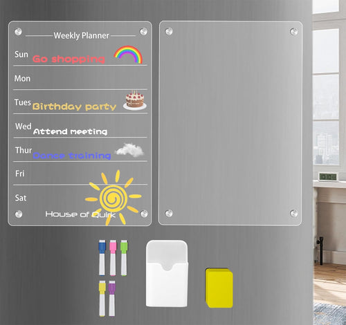 Acrylic Refrigerator Weekly Planner Magnetic Set of 2