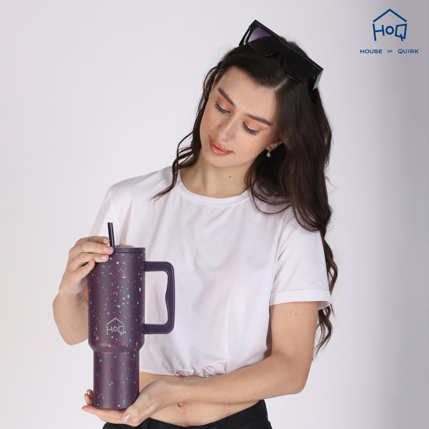 Stainless Steel Vacuum Tumbler with Straw and Lid & Handle - (1200 ML)
