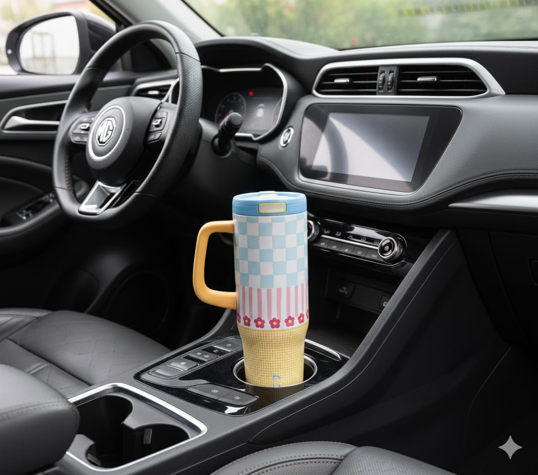 1200ML Stainless Steel Tumbler with Handle & Pop-Up Lid (Printed)