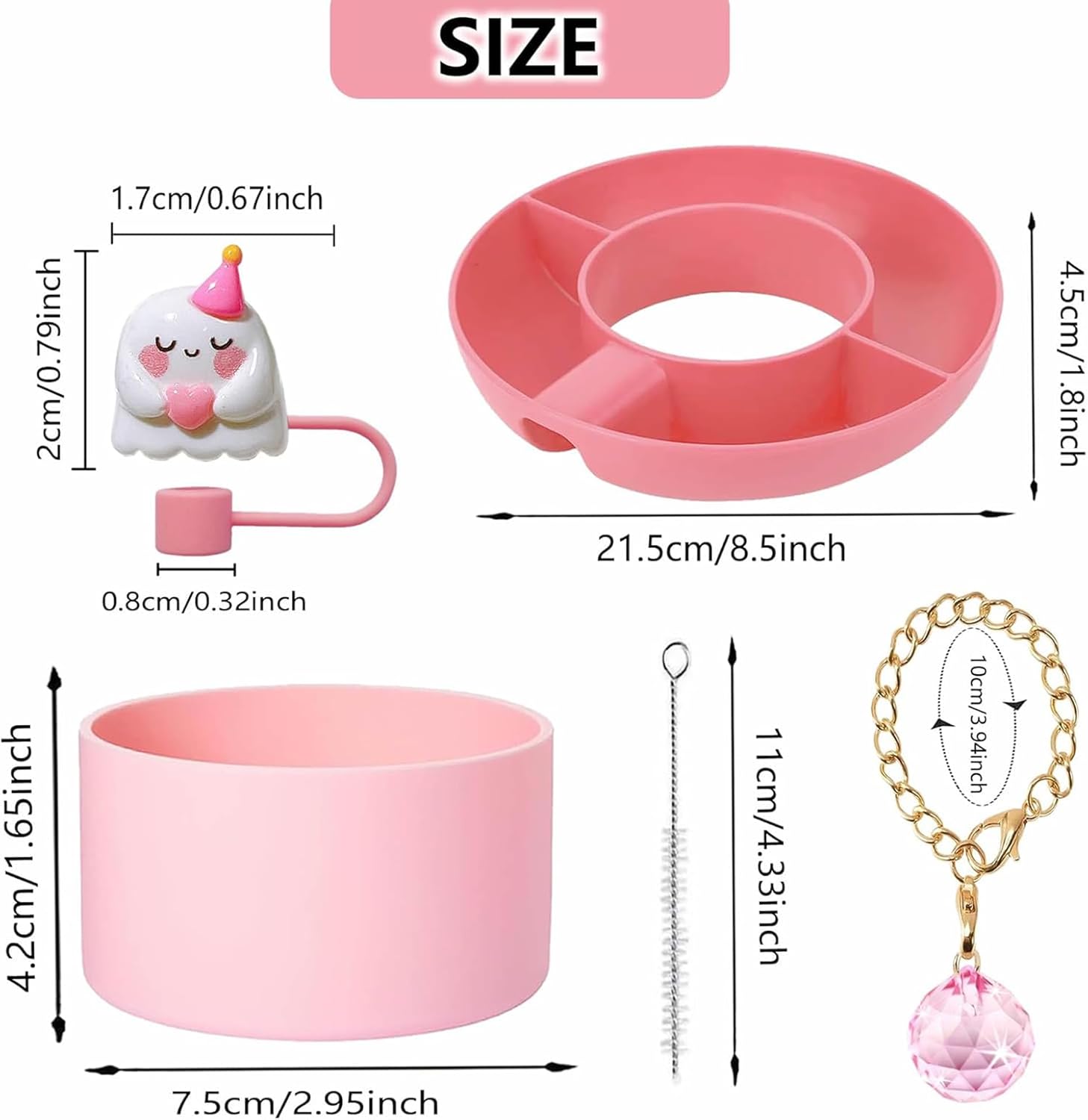 5Pcs Plastic Snack Bowl & Silicone Cup Boot Set for 40oz Tumbler with Handle( Tumbler Not Inclued)